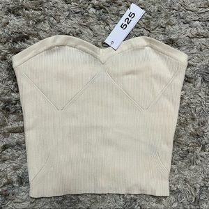 NWT 525 America Cream Ribbed Corset Sleeveless Top Small
